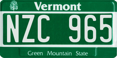 VT license plate NZC965