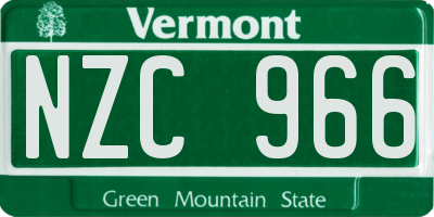 VT license plate NZC966