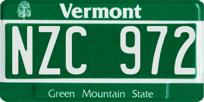 VT license plate NZC972
