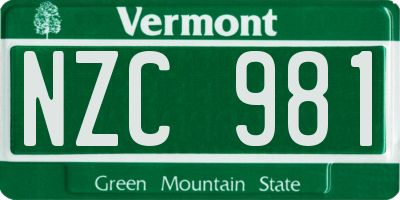 VT license plate NZC981
