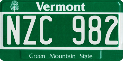 VT license plate NZC982