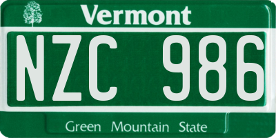VT license plate NZC986