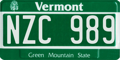 VT license plate NZC989