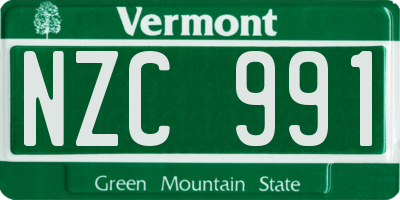 VT license plate NZC991