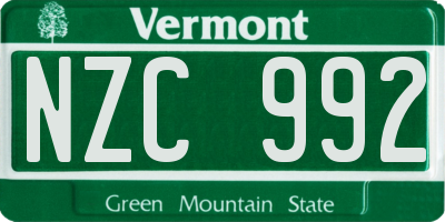 VT license plate NZC992