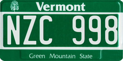 VT license plate NZC998
