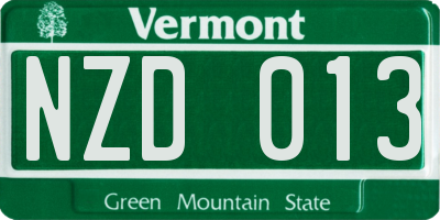 VT license plate NZD013