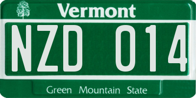 VT license plate NZD014