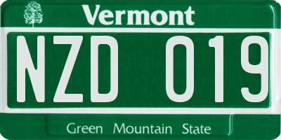 VT license plate NZD019