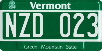 VT license plate NZD023