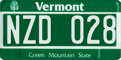 VT license plate NZD028