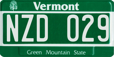 VT license plate NZD029