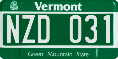 VT license plate NZD031