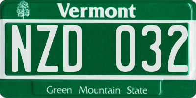 VT license plate NZD032