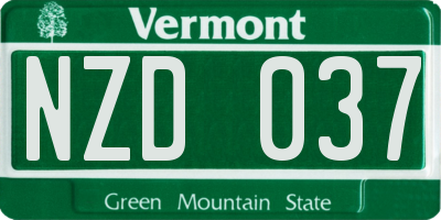 VT license plate NZD037