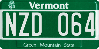 VT license plate NZD064