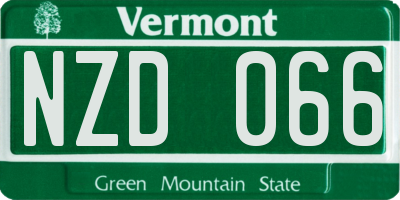 VT license plate NZD066