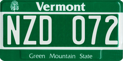 VT license plate NZD072