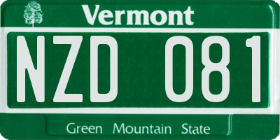 VT license plate NZD081