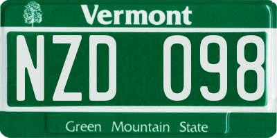 VT license plate NZD098