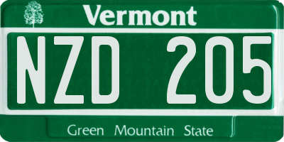 VT license plate NZD205