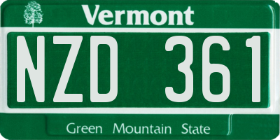 VT license plate NZD361