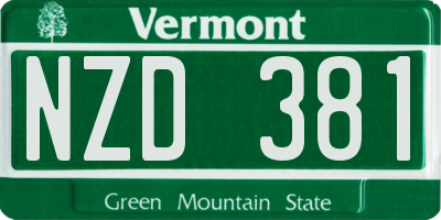 VT license plate NZD381