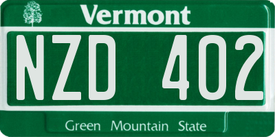 VT license plate NZD402