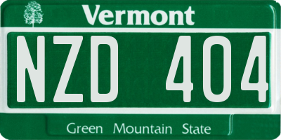 VT license plate NZD404