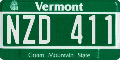 VT license plate NZD411