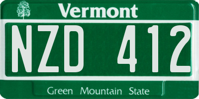 VT license plate NZD412