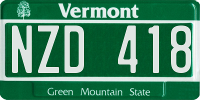 VT license plate NZD418