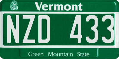 VT license plate NZD433