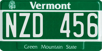 VT license plate NZD456