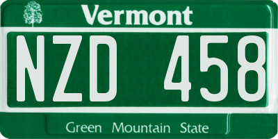 VT license plate NZD458