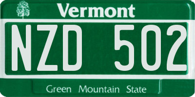 VT license plate NZD502