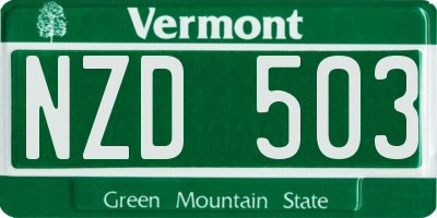VT license plate NZD503