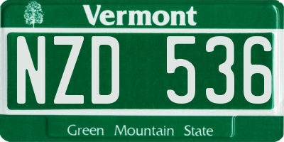 VT license plate NZD536