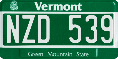 VT license plate NZD539
