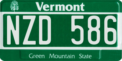 VT license plate NZD586