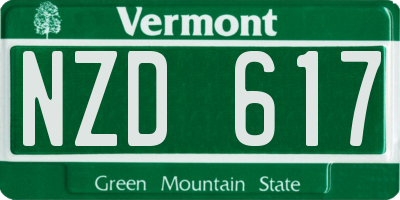 VT license plate NZD617
