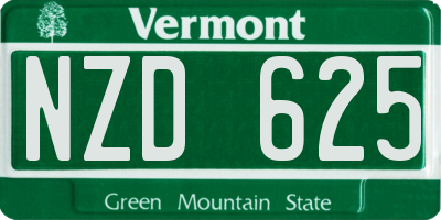 VT license plate NZD625