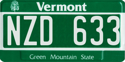 VT license plate NZD633