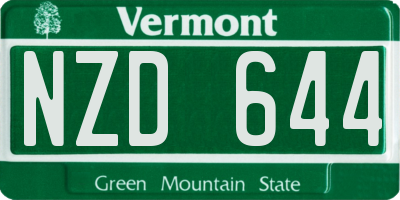 VT license plate NZD644