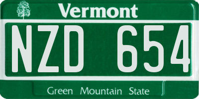 VT license plate NZD654