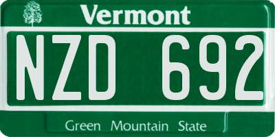 VT license plate NZD692