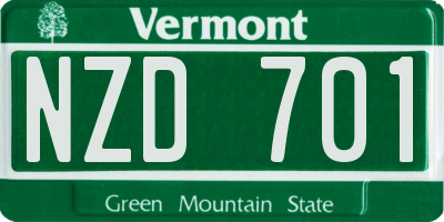 VT license plate NZD701
