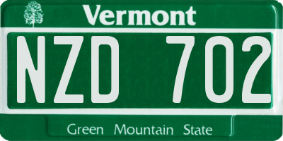 VT license plate NZD702