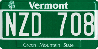 VT license plate NZD708