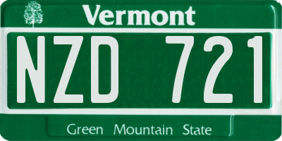 VT license plate NZD721